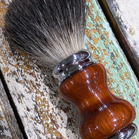 badger shave brush made from african padauk by mc shave gear