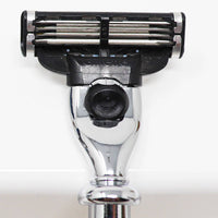 Hand-turned Premium Razor Set with Badger Shave Brush in African Black Limba