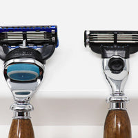 Hand-turned Premium Razor Set with Badger Shave Brush in African Black Limba