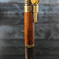 steampunk style slim lighter with a handcrafted wood barrel made from cocobolo