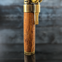 steampunk style slim lighter with a handcrafted wood barrel made from texas mesquite