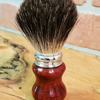 badger shave brush made from african padauk by mc shave gear