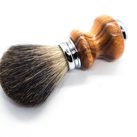 patagonia rosewood shave brush with a black badger shave knot