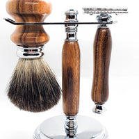 Hand-turned Premium Razor Set in Patagonia Rosewood