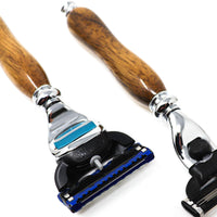 Hand-turned Razor Set in African Black Limba