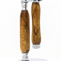 Hand-turned Razor Set in African Black Limba