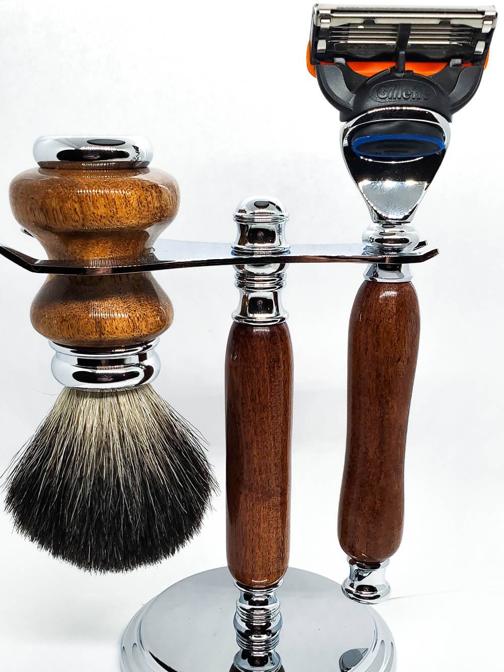 Hand-turned Premium Razor Set in Texas Mesquite