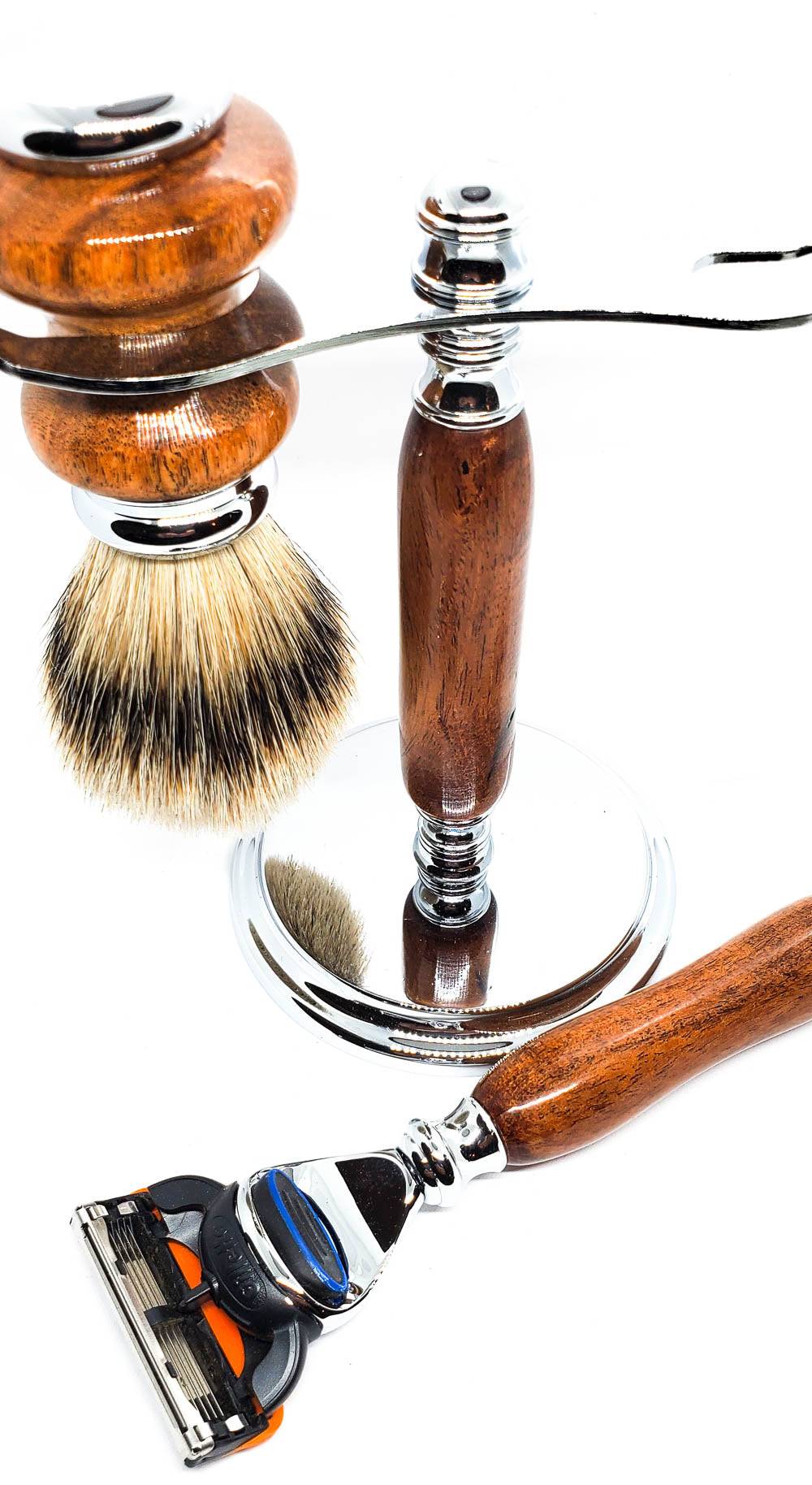 Hand-turned Premium Razor Set in Texas Mesquite