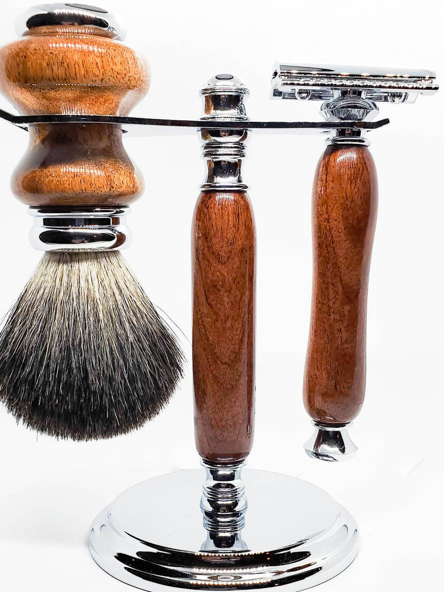 Hand-turned Premium Razor Set in Texas Mesquite