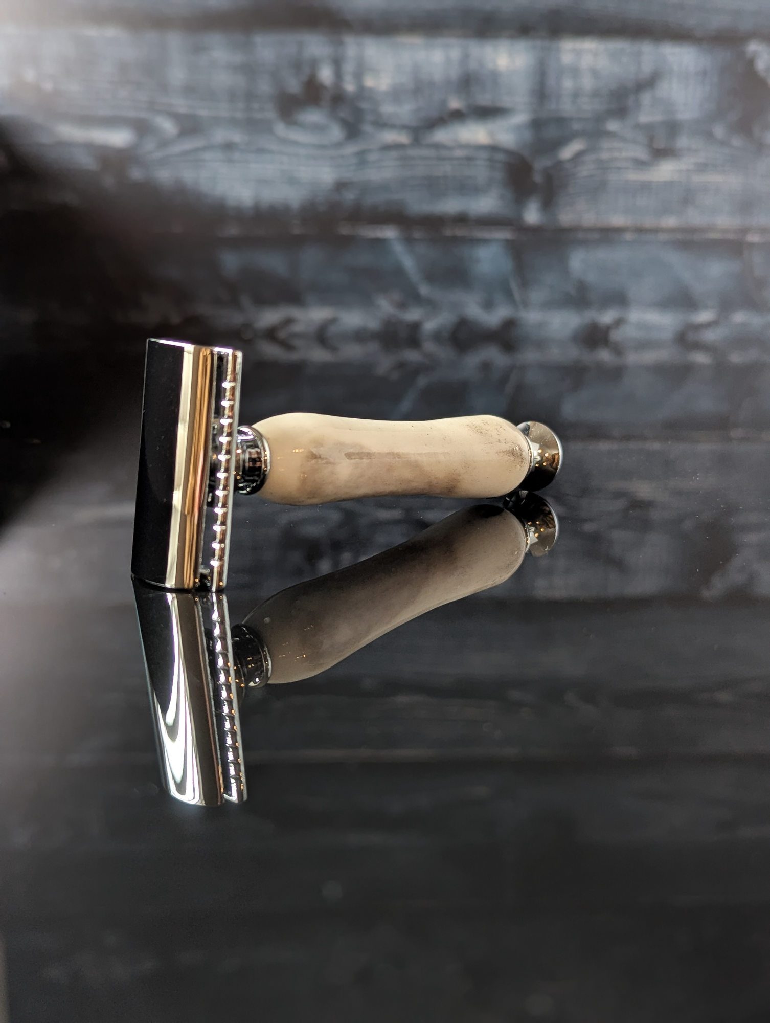 Hand Shave Razer Hand-turned Antler Safety Razor | Luxury Shaving from MC Shave Gear