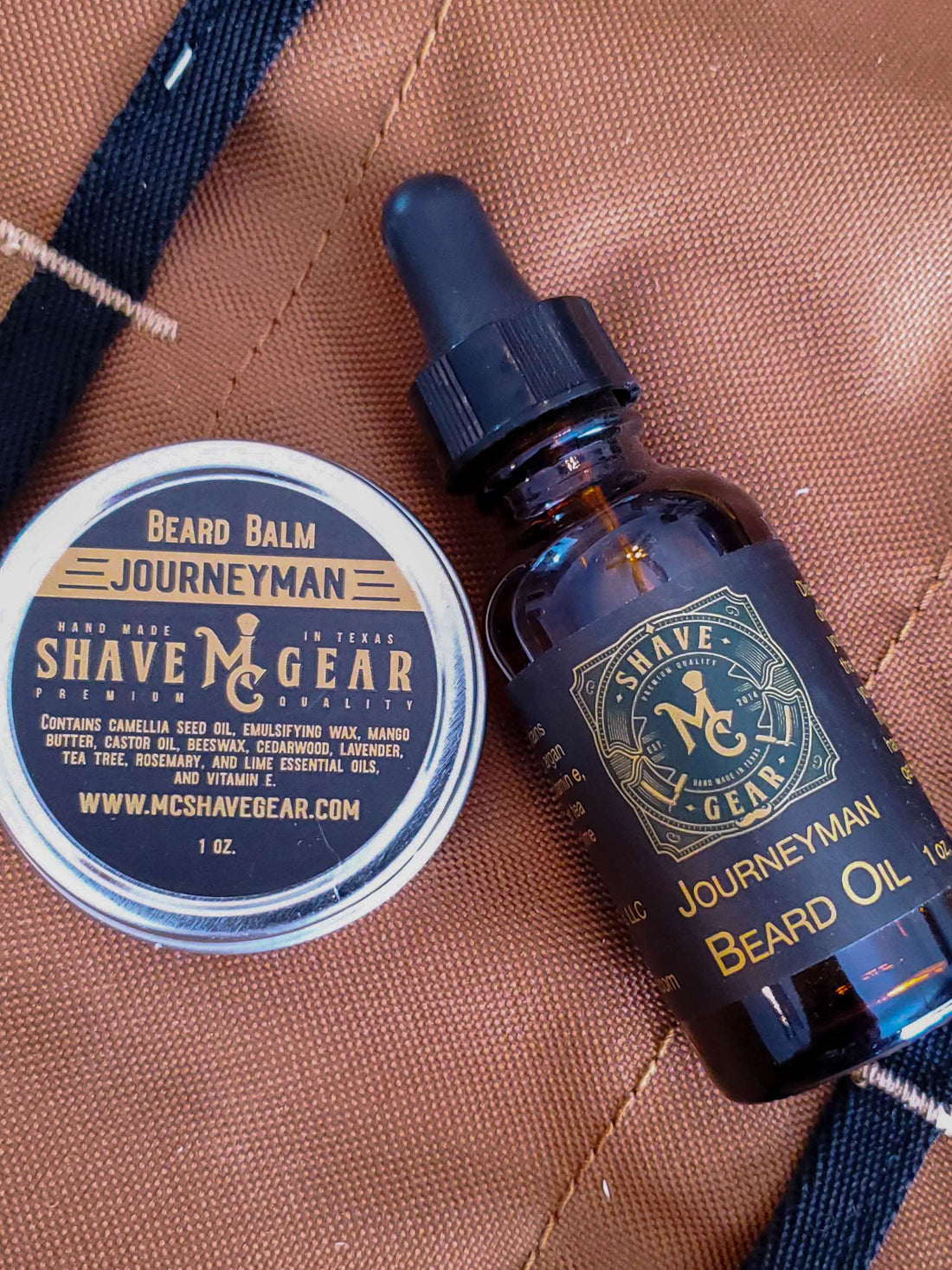 journeyman beard oil and beard balm set with tea tree essential oil to soften the beard