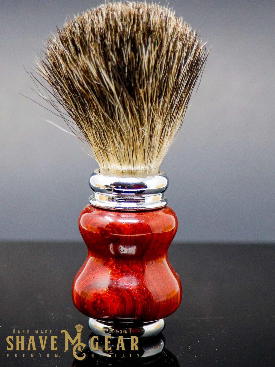hand made badger brush in padauk wood