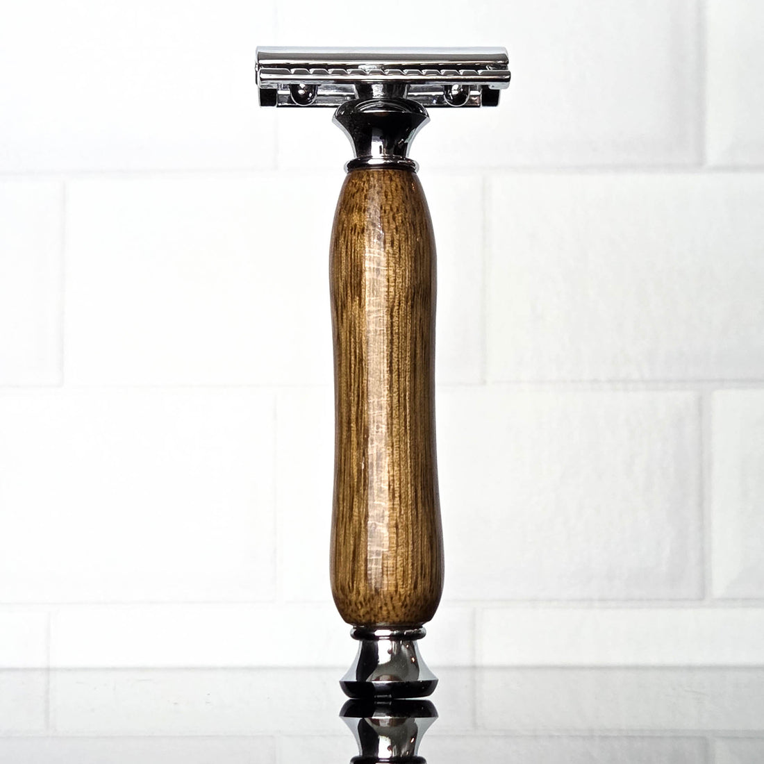 luxury wooden razor handle close up texture