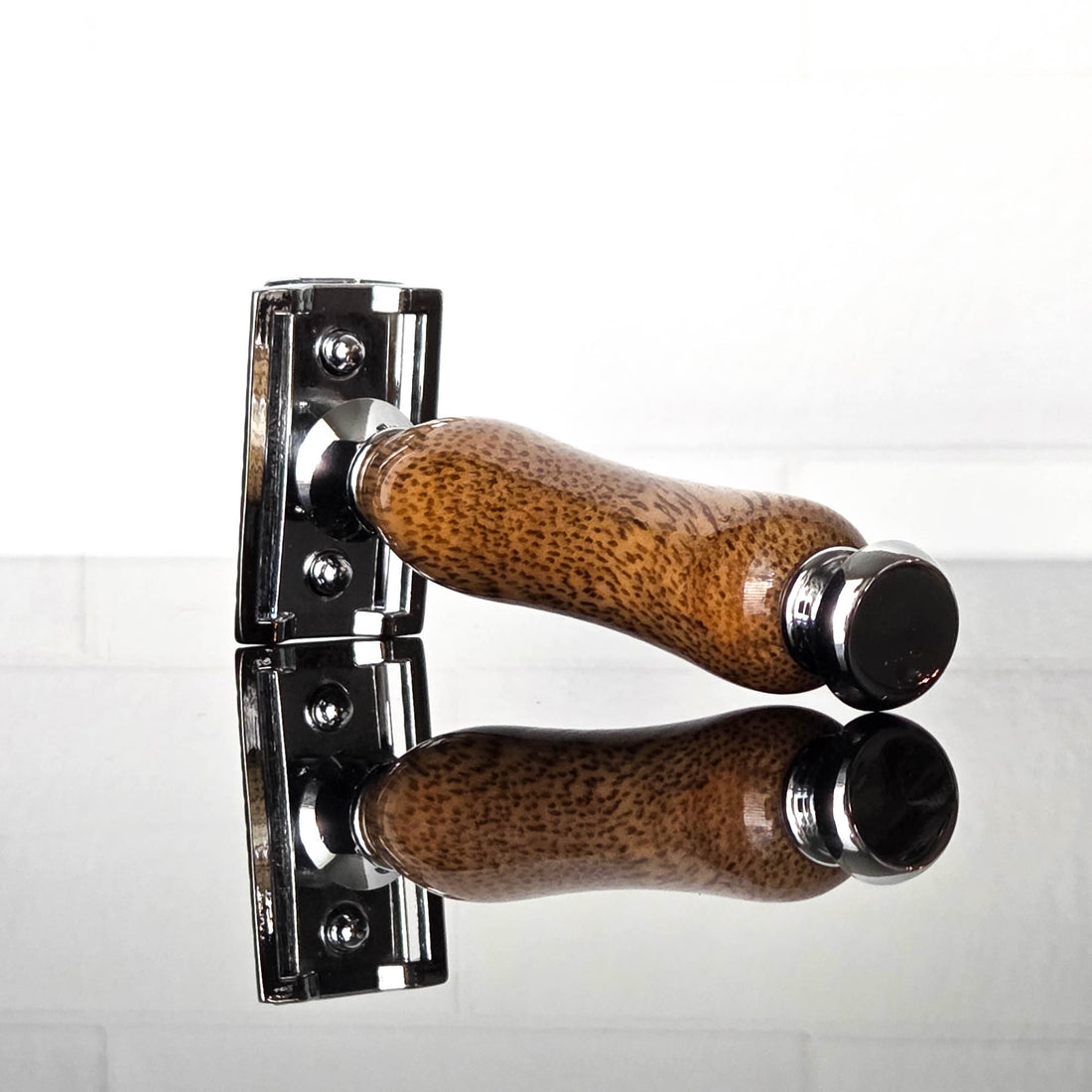 luxury wooden razor handle close up texture - bottom view