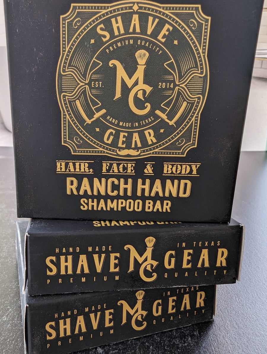Ranch Hand All-In-One Hair, Face & Body Shampoo Bar for men - stack of boxes