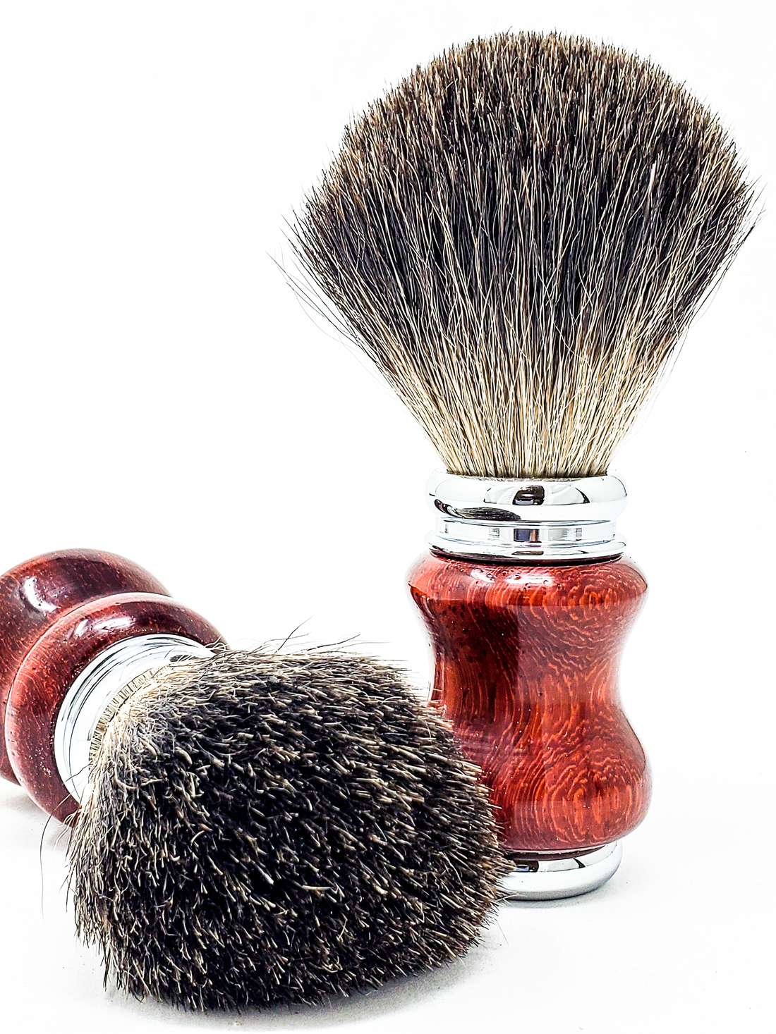 badger shave brush made from padauk by mc shave gear