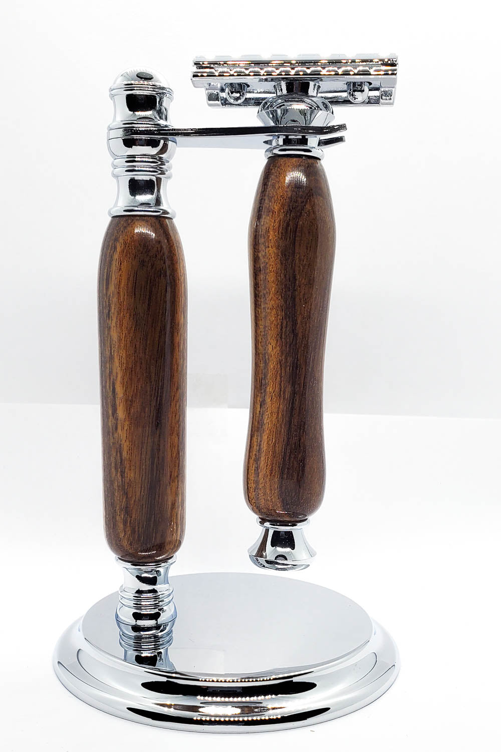 Hand-turned Patagonia Rosewood Razor and Stand Set