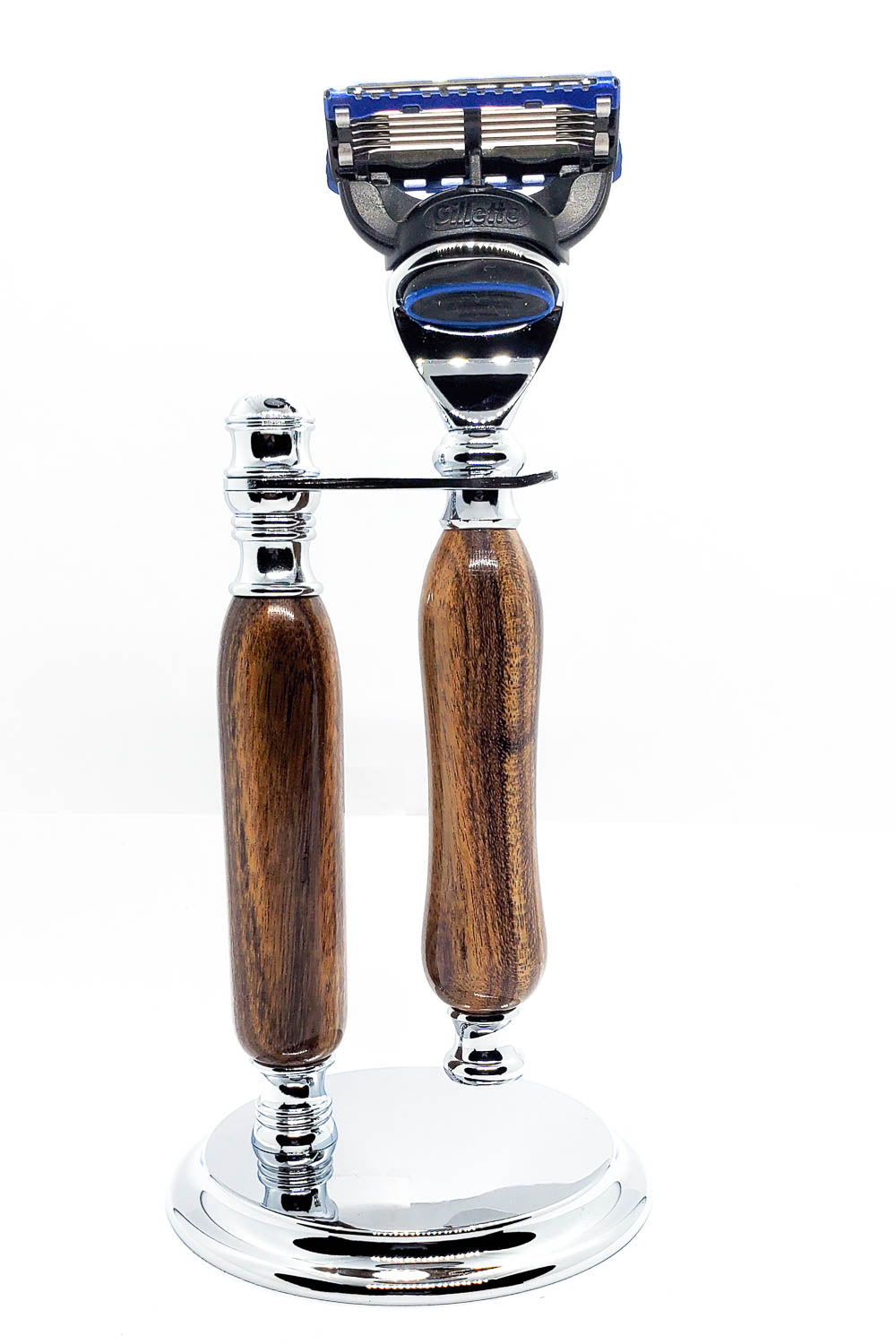 Hand-turned Patagonia Rosewood Razor and Stand Set