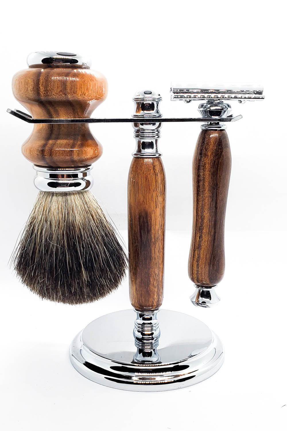 Hand-turned Premium Razor Set in Patagonia Rosewood