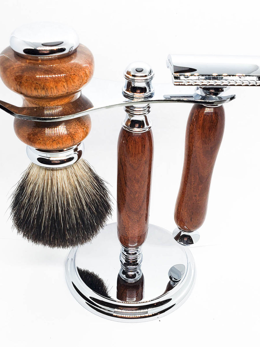 Hand-turned Premium Razor Set in Texas Mesquite