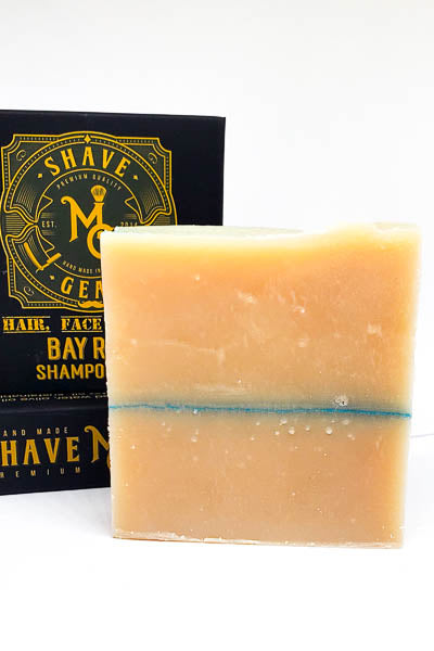 bay rum shampoo bar for men front view on white background