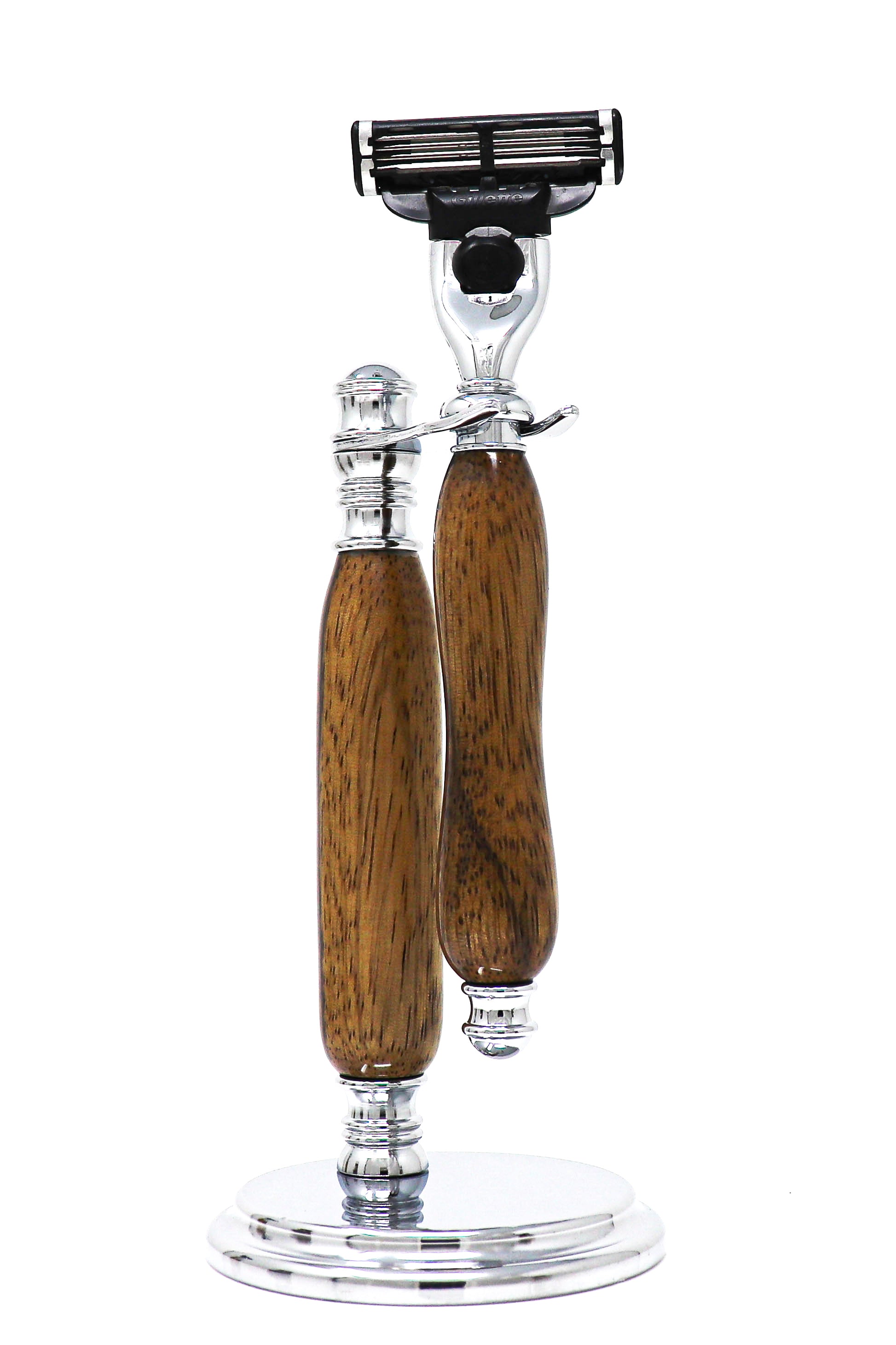Hand-turned Razor Set in African Black Limba – MC Shave Gear